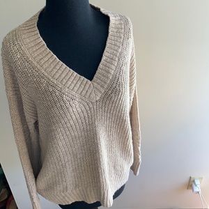 Pink Rose large Beige v-neck sweater